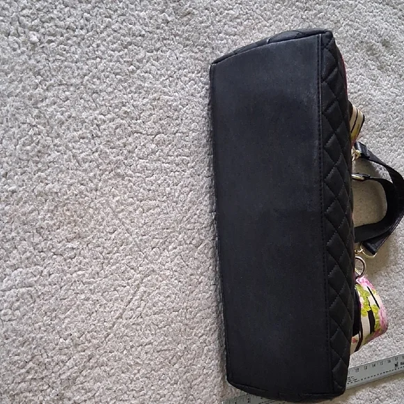 Betsey Johnson Striped Floral Satchel with Gold Accents - Picture 4 of 13